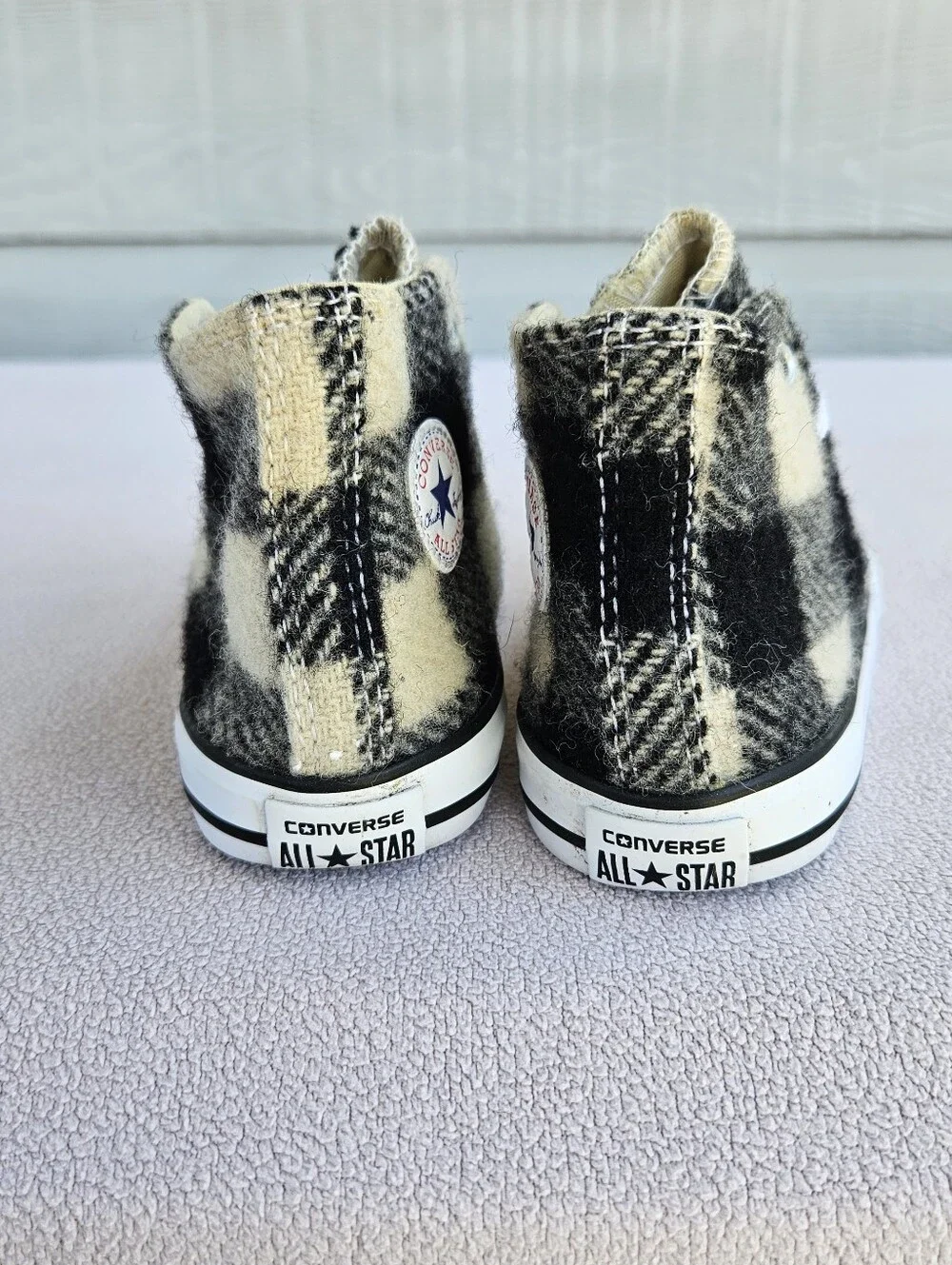 Converse x Woolrich CTAS High TD White Black Sneaker Toddler SZ 7 Plaid Wool